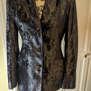 Crushed Velvet Blazer - Black
